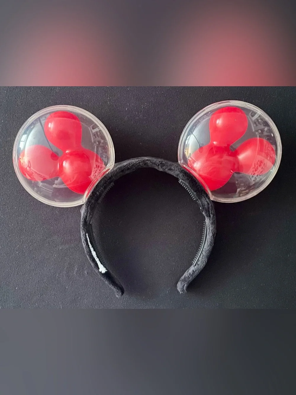 Mickey Ear Headband with Light Up Red Mickey Bubble Balloon Ears